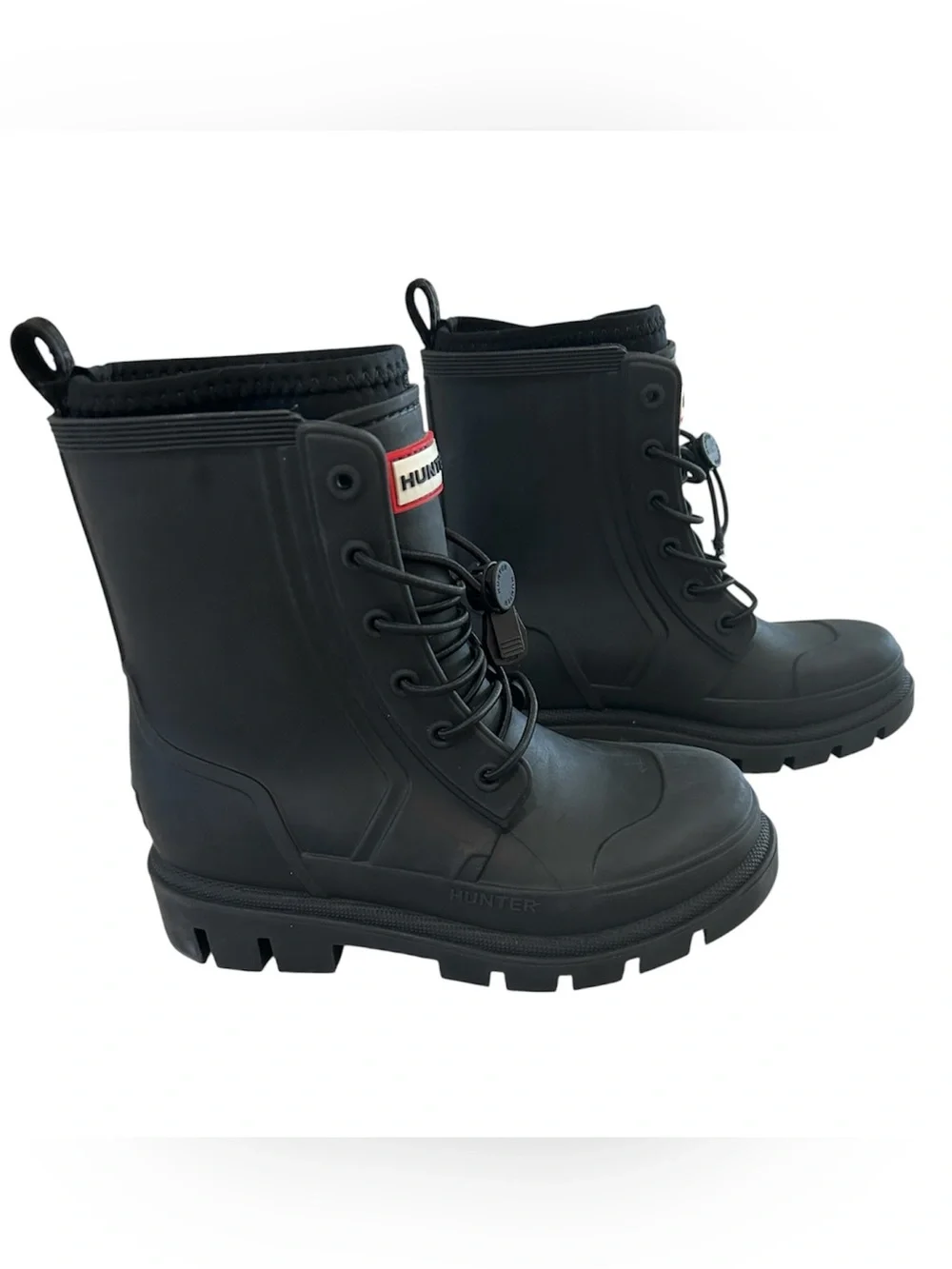 Big Kids Stomper Lace-up Waterproof Ankle Boots, Black, Size 13, NWOT